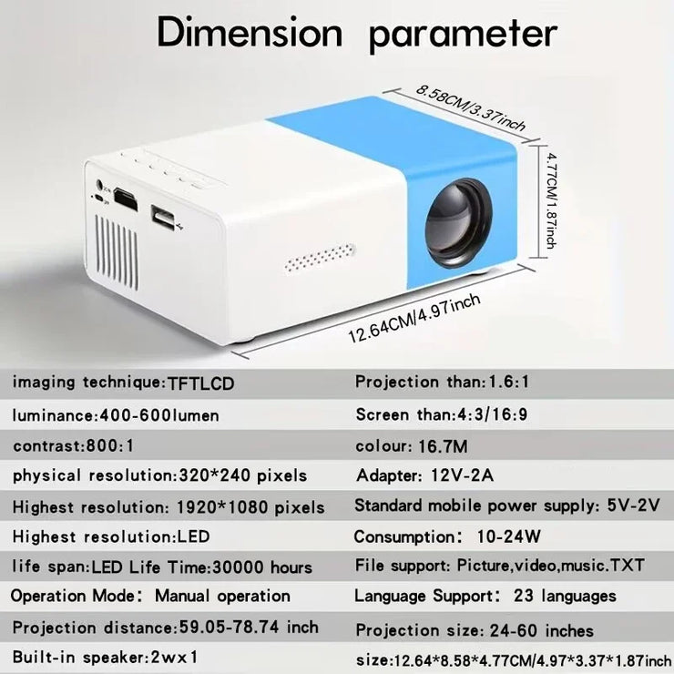YG300 Mini Proyector LED Portátil Multimedia