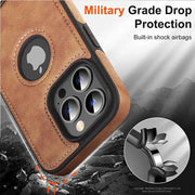 iPhone 11–16 Pro Max Leather Kickstand Case