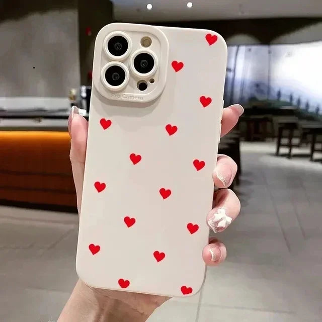 iPhone 7–15 Pro Max Red Love Heart Soft Case