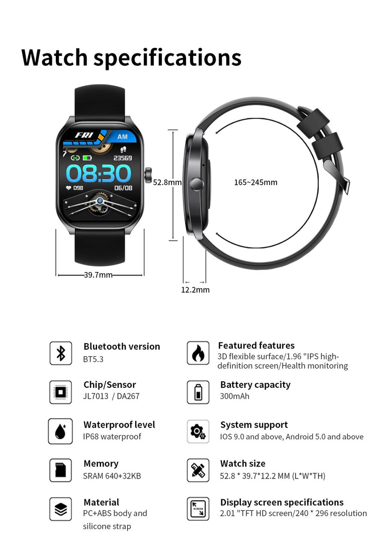 2.01'' AMOLED Smart Watch | Waterproof & Calls