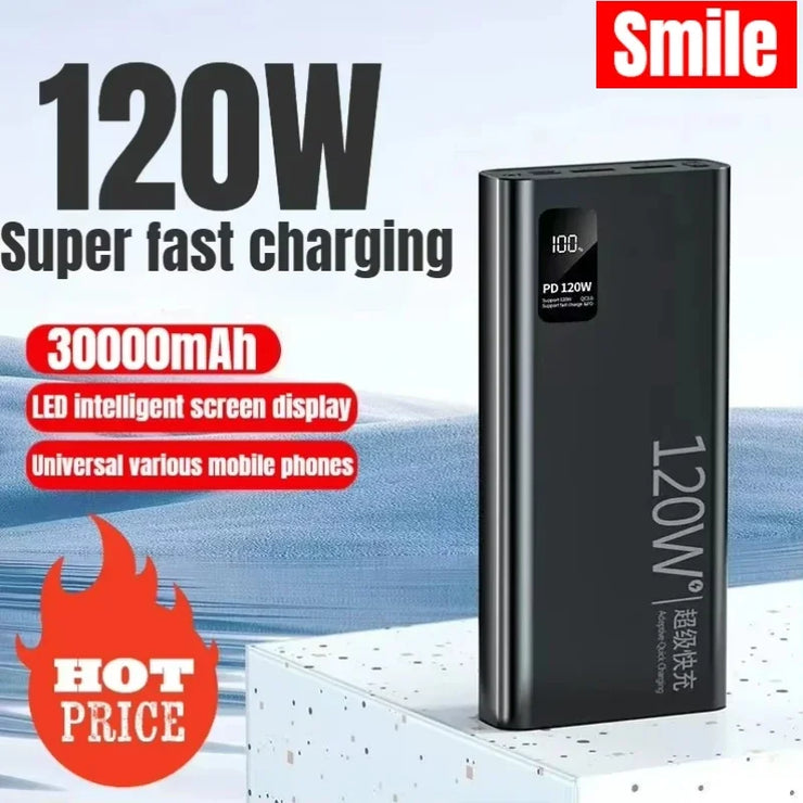 30000mAh 120W PD3.0 Power Bank with Display