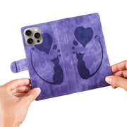 iPhone 15/14/13 Flip Leather Wallet Case – Cat & Butterfly