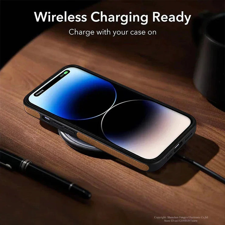 iPhone 11–16 Pro Max Leather Kickstand Case
