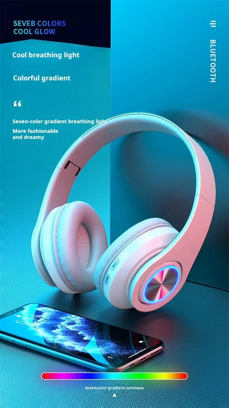 Wireless Gaming Headset w/ Mic & RGB Lights