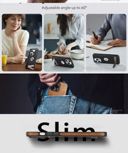 iPhone 11–16 Pro Max Leather Kickstand Case