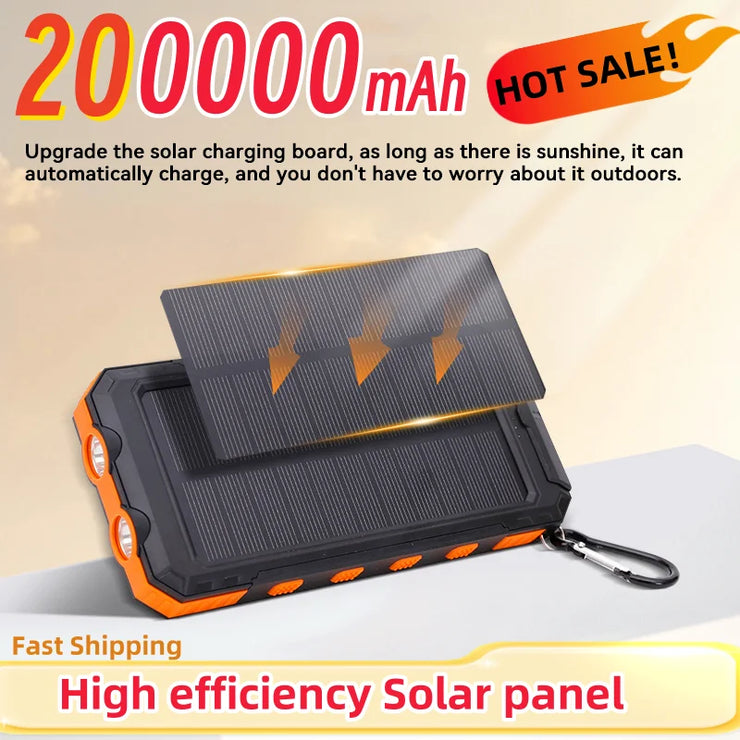200000mAh Solar Power Bank Fast Charger