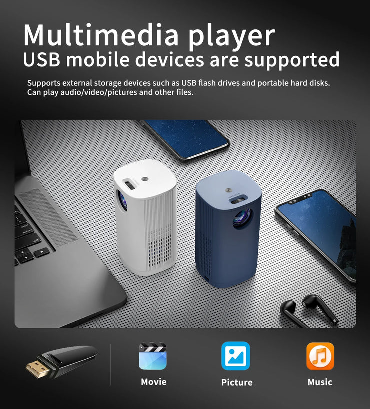 Mini Smart WiFi 4K Portable Projector