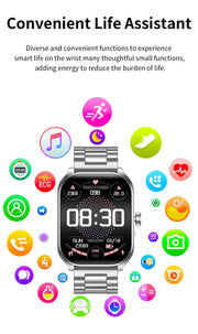 Smart Watch 2.01'' AMOLED Curved Screen IP68 Waterproof Bluetooth 5.3 Call AI Vioce Assistant Fitness Smartwatch for Men