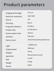 Mini Smart WiFi 4K Portable Projector