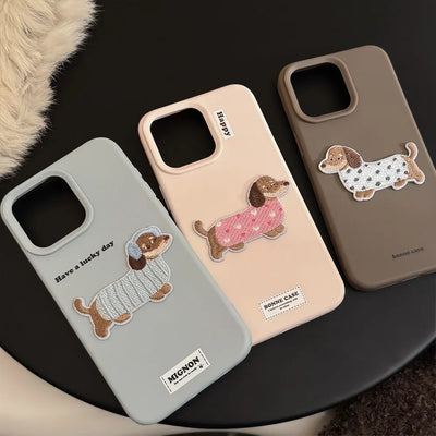 Cute Puppy Embroidery iPhone Case