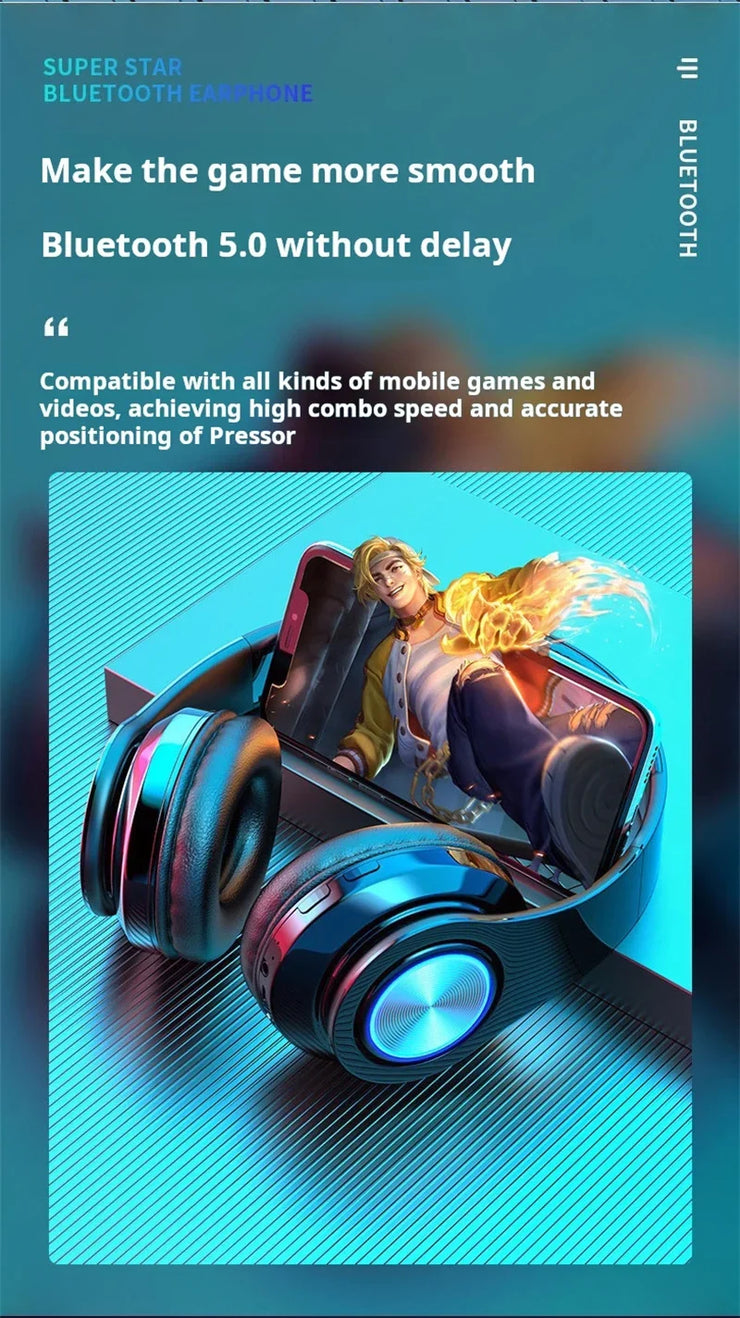 Wireless Gaming Headset – RGB Lights & Mic